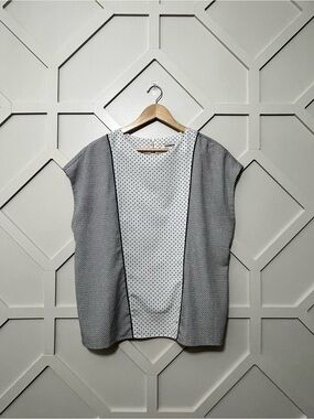 Express Navy & White Polka Dot Blouse